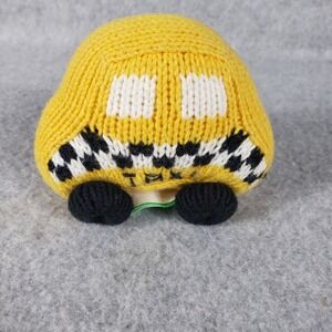 VTG Adorable Estella NYC Yellow Taxi Knitted Car Plush‎ Toy Baby Toy 3 inch